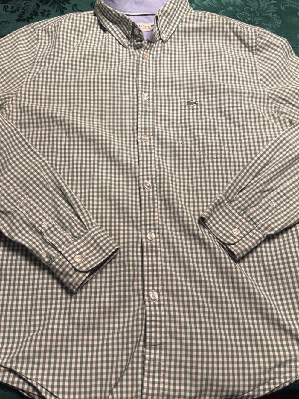 Lacoste plaid poplin checkered dress shirt men’s L